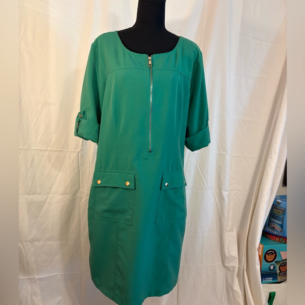 Sharagano Green Long Sleeve Dress Size 14